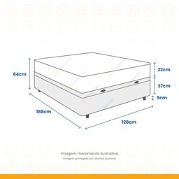 Cama Box Baú + Colchão de Viúva Classic Molas Pocket 128x188x64cm - 3