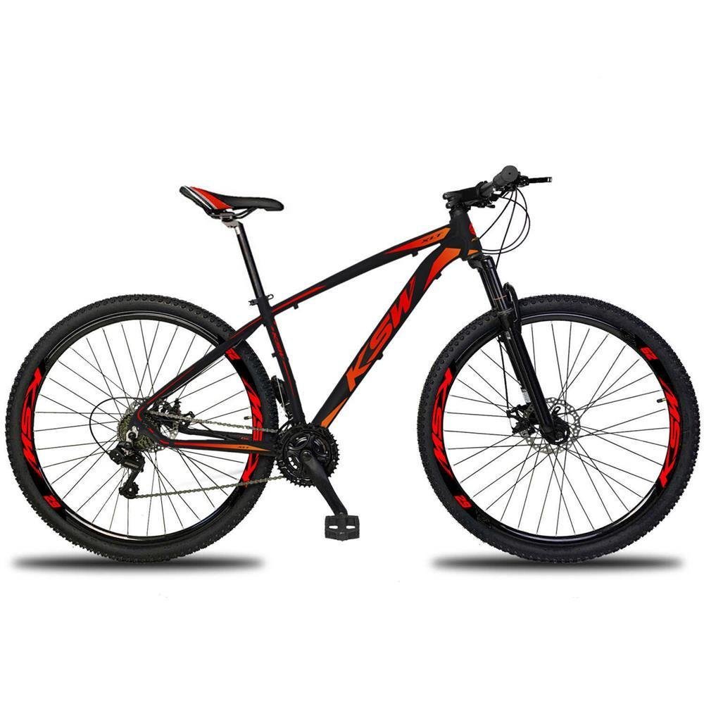 Bicicleta Ksw Xlt 21V Aro 29 Câmbios Shimano Freio Disco 21" Preto/Laranja - 307 - 1