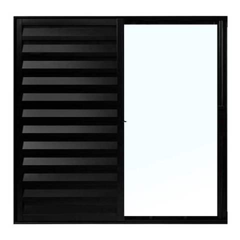 Janela de Alumínio Preto Veneziana de Correr 3 Folhas Sem Grade CMC Modular - 1.20 (L) X 1.00 (A)