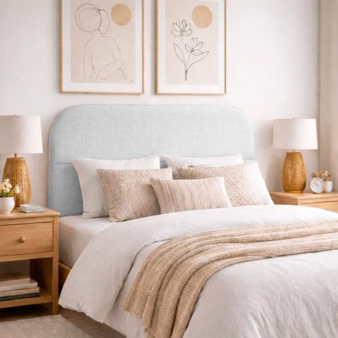 Cabeceira Cama Box Queen 1,60m Orgânica Luma Linho Cinza