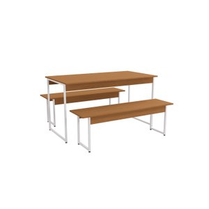Mesa com 2 Bancos Estilo Industrial Kappesberg Li013 Canela