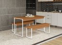Ver imagem 3 de Mesa com 2 Bancos Estilo Industrial Kappesberg LI013 Canela e Branco