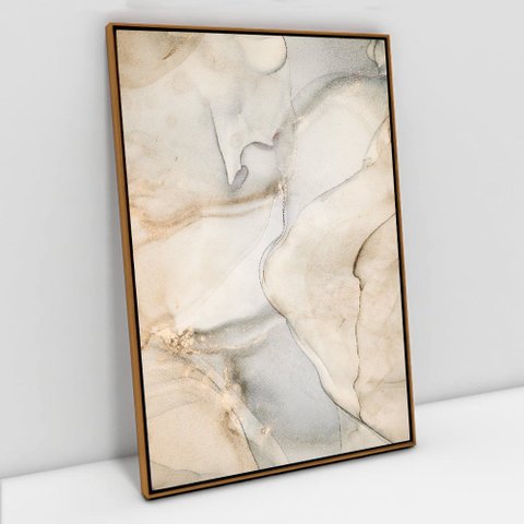 Quadro Decorativo em Canvas Abstrato Mármore Luxo TaColado Moldura Flutuante 4,5cm Freijó 120 x 80cm