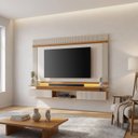 Ver imagem 1 de Painel para TV até 75 Polegadas com LED 100% MDF 167,2cm x 212,8cm Branco Off White/Freijó Trend