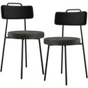 Ver imagem 1 de Kit 02 Cadeiras Decorativa Estofada Sala Jantar Barcelona L02 Couríssimo Preto Linho Chumbo - Lyam