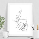 Ver imagem 2 de Quadro Minimalista Mulher Bebendo café 24x18cm - com Vidro:madeira Preta