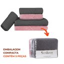 Ver imagem 3 de Jogo de Toalhas de Banho 100% Algodão 5 Peças Completo Max Sonhare Sultan Gris e Rosa