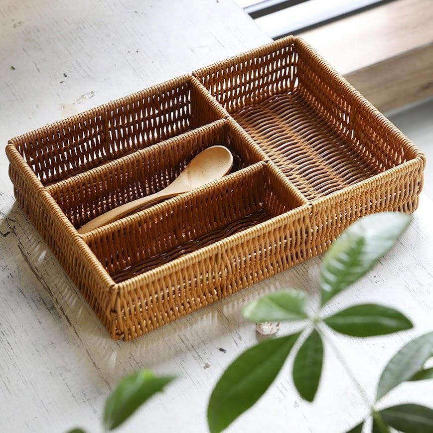 Porta Talheres Organizador de Gavetas Rústico com Divisórias - 3