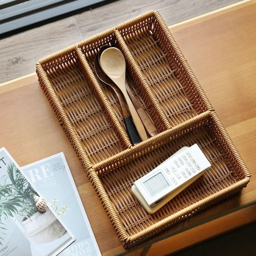 Porta Talheres Organizador de Gavetas Rústico com Divisórias - 4