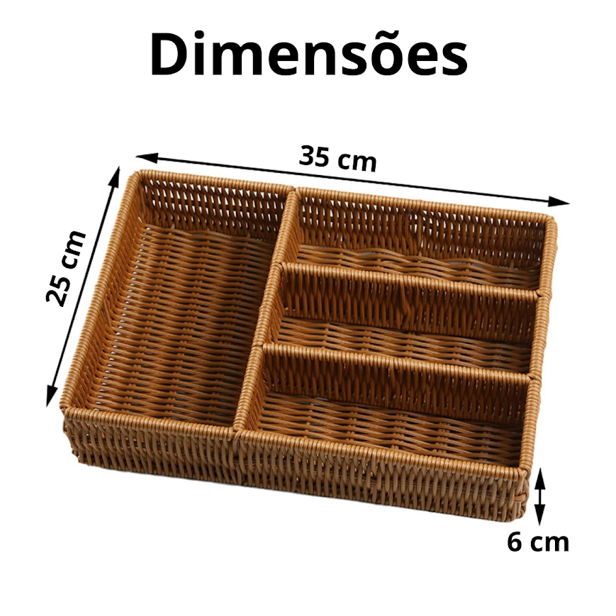 Ver imagem 2 de Porta Talheres Organizador de Gavetas Rústico com Divisórias