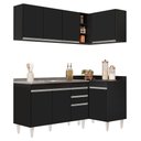 Ver imagem 1 de Armário de Cozinha Modulado de Canto Esquerdo 4 Peças Cp48 com Pia Inox Preto - Lumil Lumil Móveis