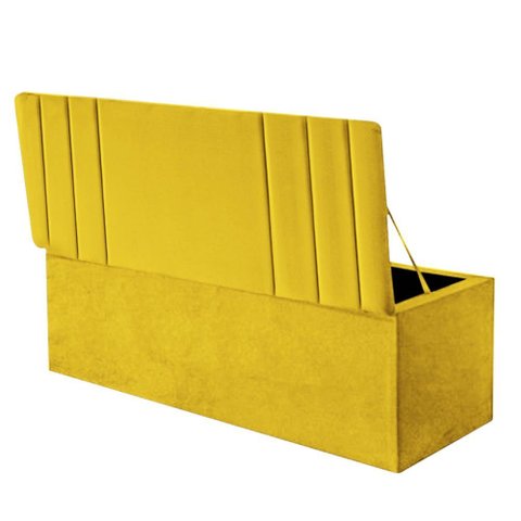 Calçadeira Baú Recamier Estofada Cama Queen 160cm Grécia Suede Amarelo- Mabe Magazine