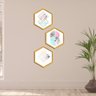 Kit 3 Quadros com Moldura Hexagonal Geometric Color Dourado - 1