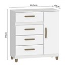 Ver imagem 4 de Cômoda Leme 1 Porta 4 Gavetas Branco - Fellicci