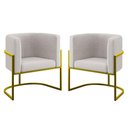 Ver imagem 1 de Kit 02 Poltronas Lua Sala Decorativa Base de Ferro Gold Bege