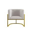 Ver imagem 3 de Kit 02 Poltronas Lua Sala Decorativa Base de Ferro Gold Bege