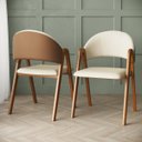 Ver imagem 4 de Kit 6 Cadeiras de Jantar em Madeira Maciça Tecido Linho:bege