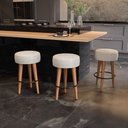 Ver imagem 3 de Kit 2 Banqueta Média Cozinha 60cm Estofada Off-white Madeira Maciça Urban