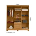 Ver imagem 3 de Guarda-Roupa Casal com 6 Portas 3 Gavetas e Chave 179cm Multimóveis CR35673 Madeirado