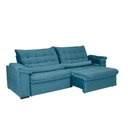 Ver imagem 3 de Sofá Retrátil e Reclinável 200 cm Oriental Veludo Azul Turquesa Chamby Móveis