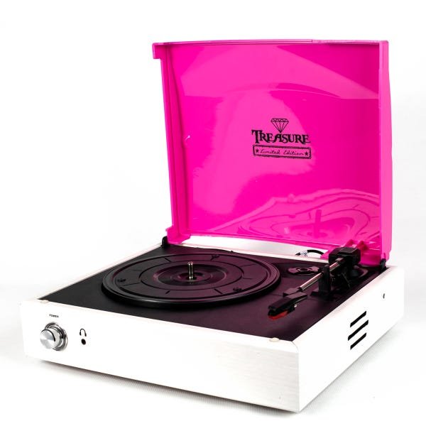 Vitrola Toca Discos Treasure White And Pink Echo Vintage - 1
