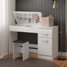 Penteadeira Pequena Mesa Escrivaninha 130 x 82 x 47 Cm Banco Porta Gaveta MDP Branco 0727 - MENU - 1