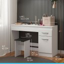 Ver imagem 2 de Penteadeira Pequena Mesa Escrivaninha 130 x 82 x 47 Cm Banco Porta Gaveta MDP Branco 0727 - MENU