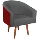 Ver imagem 3 de Kit 02 Poltronas Luiza Pés Palito Factor Vermelho e Linho - Doce Sonho Móveis KIT 2 POLTRONA POLTRON