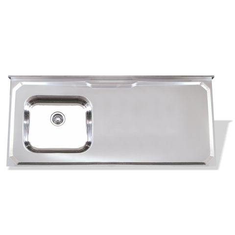 Pia de Inox 1,50 X 0,53 Lisa com Cuba Deslocada para Esquerda