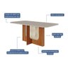 Sala de Jantar 180x90cm Tampo Mdf/vidro 6 Cadeira Cimol Louise Cimol Cinamomo/off/mad/nude - 6