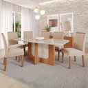 Ver imagem 2 de Sala de Jantar 180x90cm Tampo Mdf/vidro 6 Cadeira Cimol Louise Cimol Cinamomo/off/mad/nude