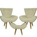 Ver imagem 1 de Kit 2 Poltronas Decorativas Para Sala Recepção Escritório Consultório + Puff Emilia Suede