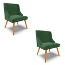 Ver imagem 1 de Kit 2 Cadeiras Estofadas para Sala de Jantar Pés Palito Lia Veludo Verde Esmeralda - Ibiza