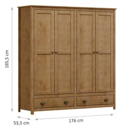 Guarda Roupa Casal 4 Portas e 2 Gavetas Topázio 9105fn Freijó Finestra - 2