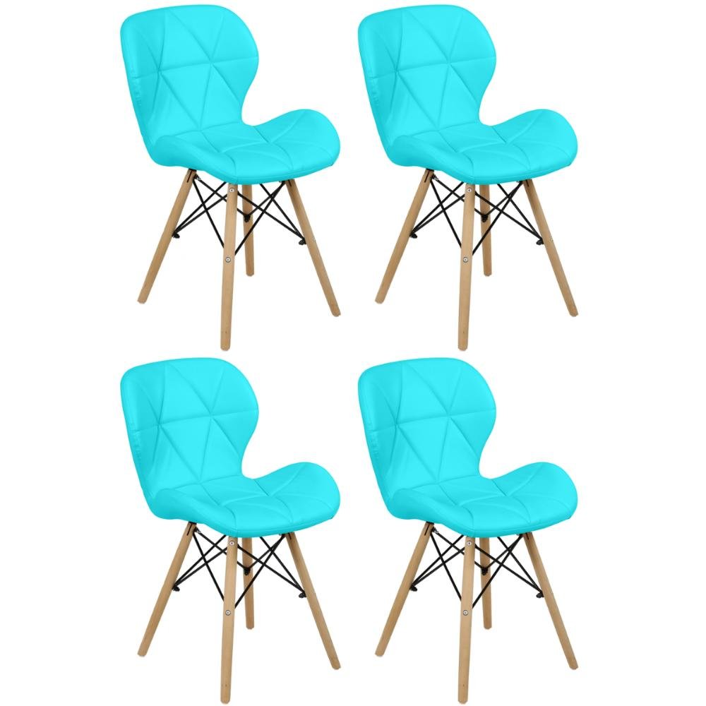 Kit 04 Cadeiras Charles Eames Eiffel Slim Wood Estofada - Tiffany - 1