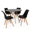 Ver imagem 1 de Conjunto Mesa Jantar 90 Cm Eiffel Preta + 04 Cadeiras Leda Pretas