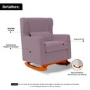 Ver imagem 4 de Poltrona de Amamentação e Descanso Zoe com Base Balanço Veludo Rosê - Desk Design