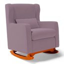 Ver imagem 1 de Poltrona de Amamentação e Descanso Zoe com Base Balanço Veludo Rosê - Desk Design