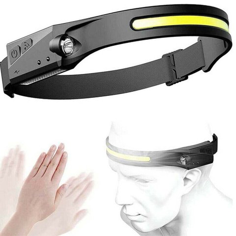 Lanterna de Cabeça Sensor Movimento Led Pesca Oficina Ciclismo Camping Usb Multiuso Alta