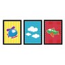 Kit 3 Quadros com Moldura Infantil Céu Preto - 2