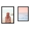 Kit 2 Quadros com Moldura Sea Pink Preto - 2