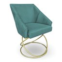 Ver imagem 3 de Kit 2 Poltronas Luxo Alana Suede Azul Turquesa Base de Ferro Dourado - Pallazio