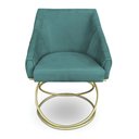 Ver imagem 4 de Kit 2 Poltronas Luxo Alana Suede Azul Turquesa Base de Ferro Dourado - Pallazio