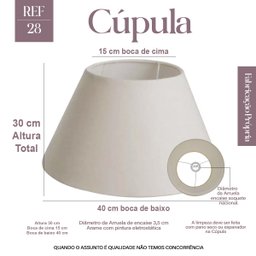 Cúpula Abajur Luminária de Tecido Algodão Soquete Nacional Ref 28 Bege - 1