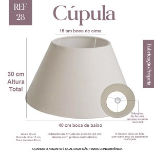 Cúpula Abajur Luminária de Tecido Algodão Soquete Nacional Ref 28 Bege