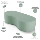 Ver imagem 3 de Kit Puff Redondo Lola e Puff Recamier Orgânico Orbit W01 Linho Verde Menta - Lyam Decor
