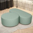 Ver imagem 1 de Kit Puff Redondo Lola e Puff Recamier Orgânico Orbit W01 Linho Verde Menta - Lyam Decor
