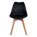 Ver imagem 3 de Kit 2 Cadeiras de Jantar Saarinen Leda Tulipa Base Wood Madeira Maciça com Estofado em Couro Preto