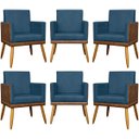 Ver imagem 1 de Kit 6 Poltronas Decorativas para Escritório Lis Corino e Suede Cores Pé 30cm