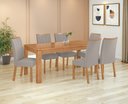 Ver mais imagens de Conjunto Sala de Jantar Mesa Athenas 180 Tampo no Glass com 6 Cadeiras Apogeu - Lopas Amendoa Clean